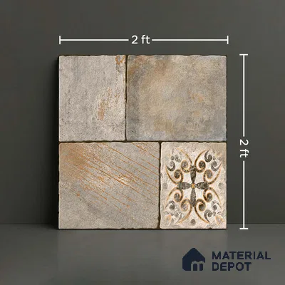 Stone Floor Tile TL 09400 B Canyon Oak 2 ft x 2 ft Matte Finish Anti Skid Vitrified Tile - 12 mm | Suitable for Balcony, Terrace & Coutyard