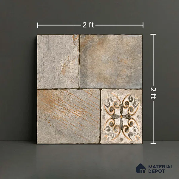 Stone Floor Tile TL 09400 B Canyon Oak 2 ft x 2 ft Matte Finish Anti Skid Vitrified Tile - 12 mm | Suitable for Balcony, Terrace & Coutyard