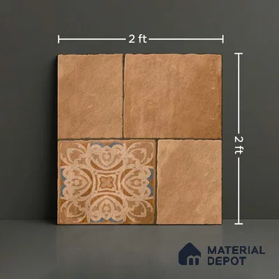 Stone Floor Tile TL 09400 C Lunar Stone 2 ft x 2 ft Matte Finish Anti Skid Vitrified Tile - 12 mm | Suitable for Balcony, Terrace & Coutyard