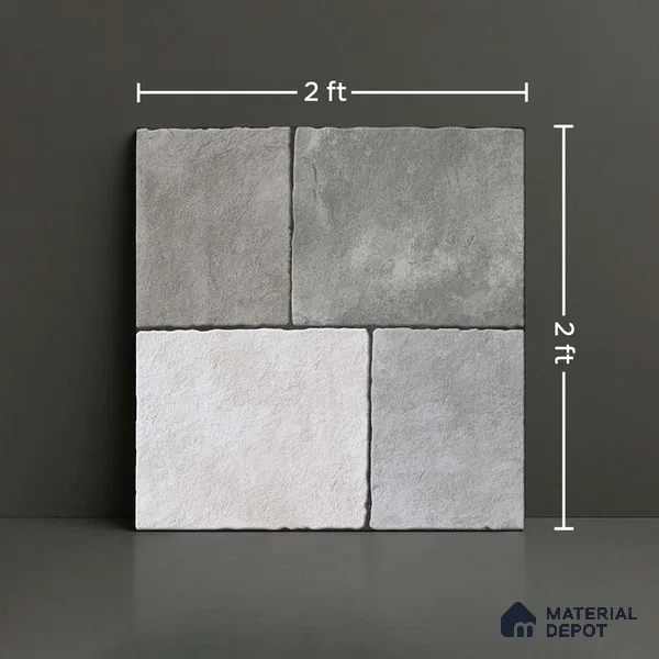 Stone Floor Tile TL 09400 Sand Whisper 2 ft x 2 ft Matte Finish Anti Skid Vitrified Tile - 12 mm | Suitable for Balcony, Terrace & Coutyard