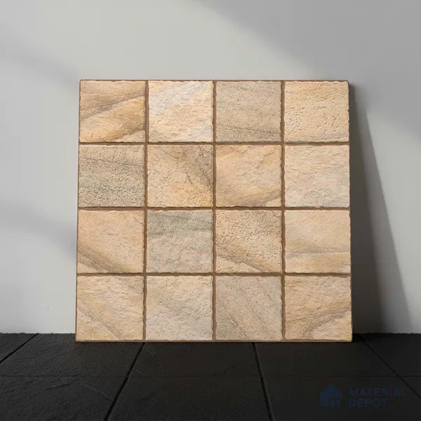Stone Floor Tile TL 09401 Ashen Rock 2 ft x 2 ft Matte Finish Anti Skid Vitrified Tile - 12 mm | Suitable for Balcony, Terrace & Coutyard