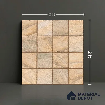 Stone Floor Tile TL 09401 Ashen Rock 2 ft x 2 ft Matte Finish Anti Skid Vitrified Tile - 12 mm | Suitable for Balcony, Terrace & Coutyard