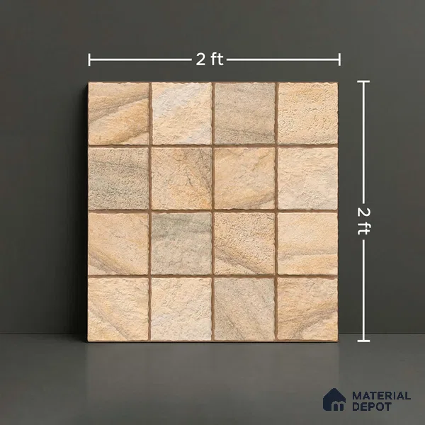 Stone Floor Tile TL 09401 Ashen Rock 2 ft x 2 ft Matte Finish Anti Skid Vitrified Tile - 12 mm | Suitable for Balcony, Terrace & Coutyard