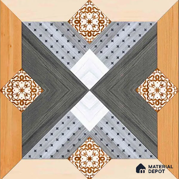 Wood Look Floor Tile TL 09396 | Matte Finish 2 ft x 2 ft Vitrified Tile - 9 mm | Suitable For Kitchen, Bathroom, Bedroom & Office