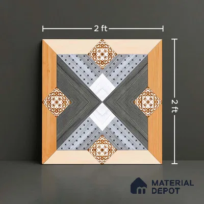 Wood Look Floor Tile TL 09396 | Matte Finish 2 ft x 2 ft Vitrified Tile - 9 mm | Suitable For Kitchen, Bathroom, Bedroom & Office