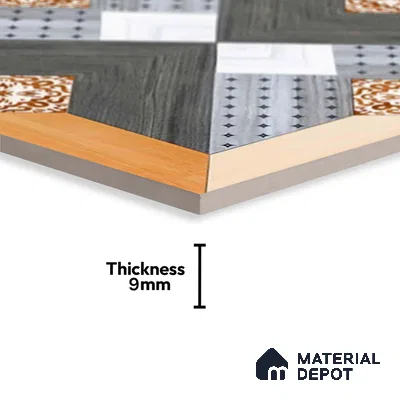 Wood Look Floor Tile TL 09396 | Matte Finish 2 ft x 2 ft Vitrified Tile - 9 mm | Suitable For Kitchen, Bathroom, Bedroom & Office