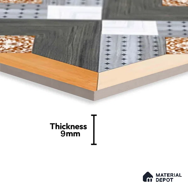 Wood Look Floor Tile TL 09396 | Matte Finish 2 ft x 2 ft Vitrified Tile - 9 mm | Suitable For Kitchen, Bathroom, Bedroom & Office