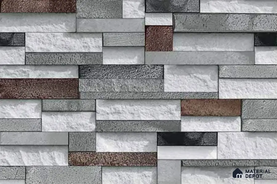 Stacked Stone Look Wall Tile TL 09505 | Matte Finish 18 x 12 inch Ceramic Tile - 7 mm | Suitable For Kitchen, Bathroom, Bedroom & Office