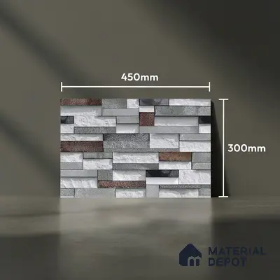 Stacked Stone Look Wall Tile TL 09505 | Matte Finish 18 x 12 inch Ceramic Tile - 7 mm | Suitable For Kitchen, Bathroom, Bedroom & Office