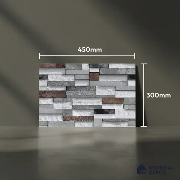 Stacked Stone Look Wall Tile TL 09505 | Matte Finish 18 x 12 inch Ceramic Tile - 7 mm | Suitable For Kitchen, Bathroom, Bedroom & Office