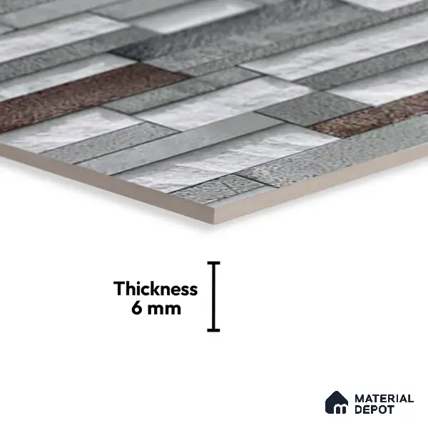 Stacked Stone Look Wall Tile TL 09505 | Matte Finish 18 x 12 inch Ceramic Tile - 7 mm | Suitable For Kitchen, Bathroom, Bedroom & Office