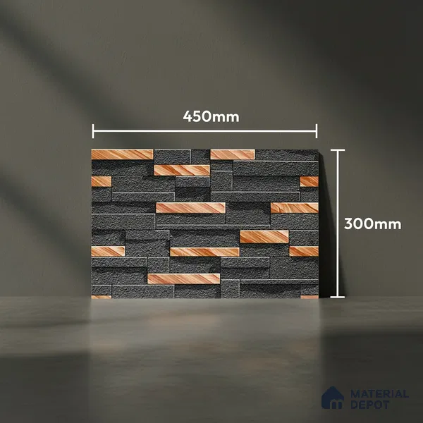 Stacked Stone Look Wall Tile TL 09501 | Matte Finish 18 x 12 inch Ceramic Tile - 7 mm | Suitable For Kitchen, Bathroom, Bedroom & Office