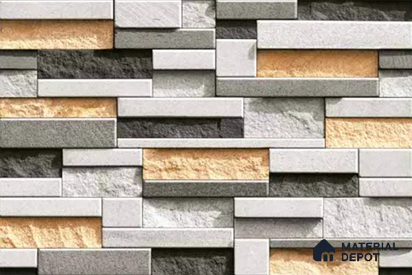 Stacked Stone Look Wall Tile TL 09499 | Matte Finish 18 x 12 inch Ceramic Tile - 7 mm | Suitable For Kitchen, Bathroom, Bedroom & Office
