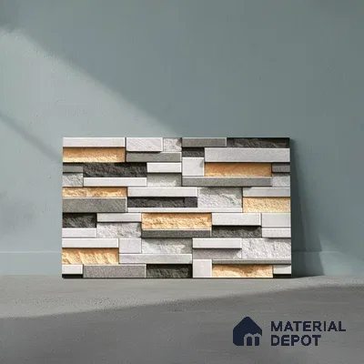 Stacked Stone Look Wall Tile TL 09499 | Matte Finish 18 x 12 inch Ceramic Tile - 7 mm | Suitable For Kitchen, Bathroom, Bedroom & Office