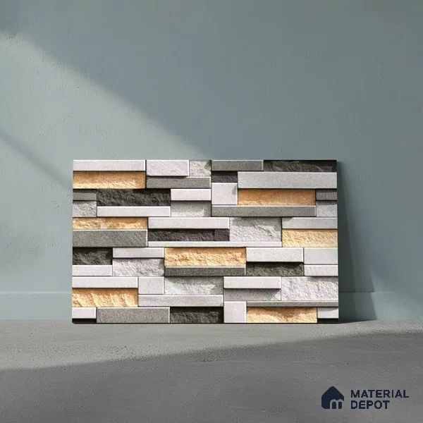 Stacked Stone Look Wall Tile TL 09499 | Matte Finish 18 x 12 inch Ceramic Tile - 7 mm | Suitable For Kitchen, Bathroom, Bedroom & Office