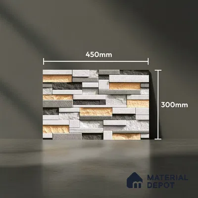 Stacked Stone Look Wall Tile TL 09499 | Matte Finish 18 x 12 inch Ceramic Tile - 7 mm | Suitable For Kitchen, Bathroom, Bedroom & Office
