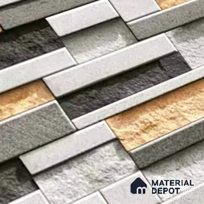 Stacked Stone Look Wall Tile TL 09499 | Matte Finish 18 x 12 inch Ceramic Tile - 7 mm | Suitable For Kitchen, Bathroom, Bedroom & Office