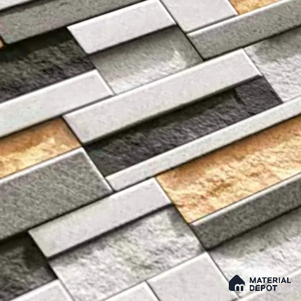 Stacked Stone Look Wall Tile TL 09499 | Matte Finish 18 x 12 inch Ceramic Tile - 7 mm | Suitable For Kitchen, Bathroom, Bedroom & Office