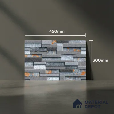 Stacked Stone Look Wall Tile TL 09502 | Matte Finish 18 x 12 inch Ceramic Tile - 7 mm | Suitable For Kitchen, Bathroom, Bedroom & Office