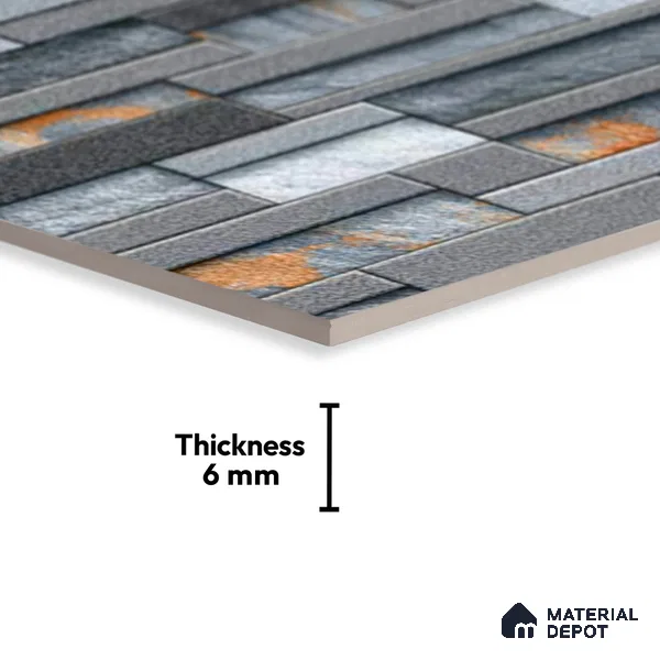 Stacked Stone Look Wall Tile TL 09502 | Matte Finish 18 x 12 inch Ceramic Tile - 7 mm | Suitable For Kitchen, Bathroom, Bedroom & Office