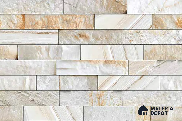 Stacked Stone Look Wall Tile TL 09496 | Matte Finish 18 x 12 inch Ceramic Tile - 7 mm | Suitable For Kitchen, Bathroom, Bedroom & Office