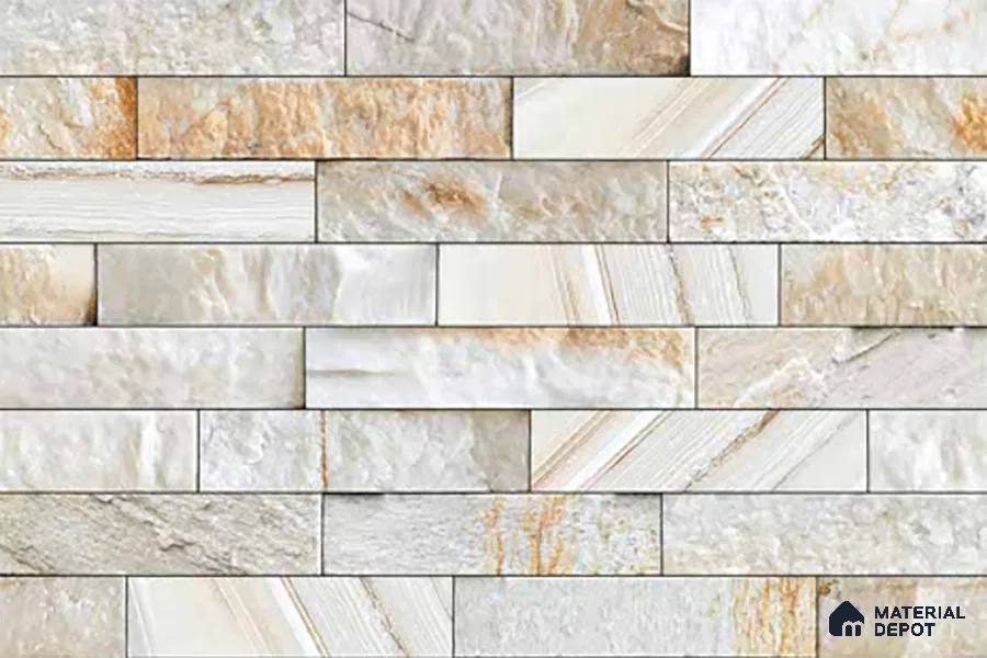 Stacked Stone Look Wall Tile TL 09496 | Matte Finish 18 x 12 inch Ceramic Tile - 7 mm | Suitable For Kitchen, Bathroom, Bedroom & Office
