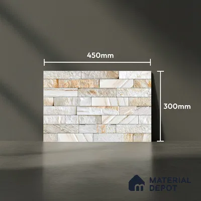 Stacked Stone Look Wall Tile TL 09496 | Matte Finish 18 x 12 inch Ceramic Tile - 7 mm | Suitable For Kitchen, Bathroom, Bedroom & Office