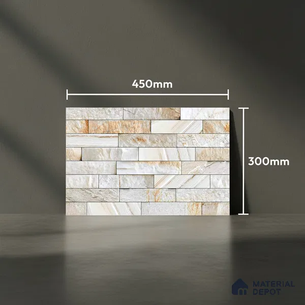 Stacked Stone Look Wall Tile TL 09496 | Matte Finish 18 x 12 inch Ceramic Tile - 7 mm | Suitable For Kitchen, Bathroom, Bedroom & Office