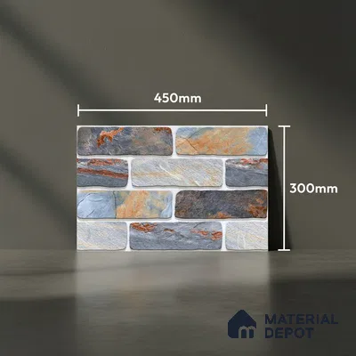Stone Look Wall Tile TL 09495 | Matte Finish 18 x 12 inch Ceramic Tile - 7 mm | Suitable For Kitchen, Bathroom, Bedroom & Office
