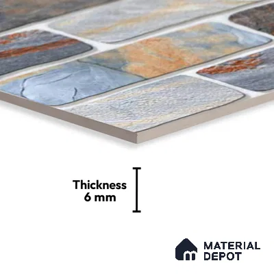 Stone Look Wall Tile TL 09495 | Matte Finish 18 x 12 inch Ceramic Tile - 7 mm | Suitable For Kitchen, Bathroom, Bedroom & Office