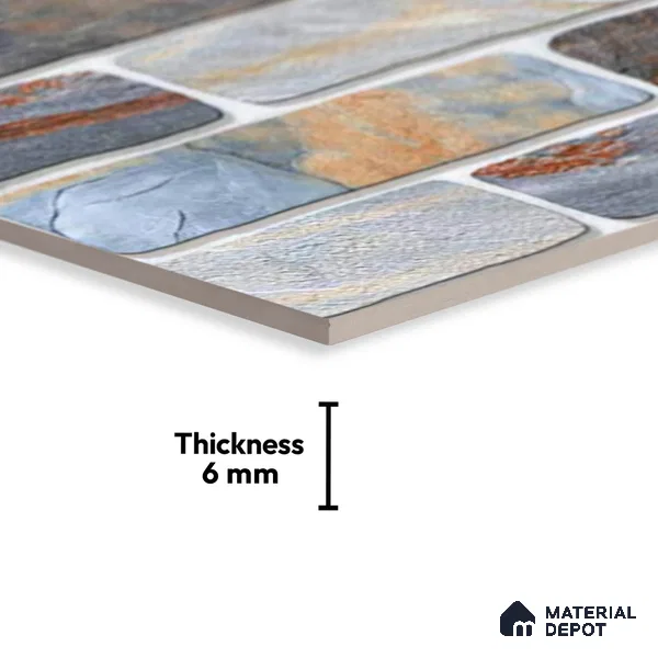 Stone Look Wall Tile TL 09495 | Matte Finish 18 x 12 inch Ceramic Tile - 7 mm | Suitable For Kitchen, Bathroom, Bedroom & Office