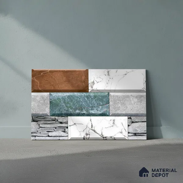 Stone Look Wall Tile TL 09497 | Matte Finish 18 x 12 inch Ceramic Tile - 7 mm | Suitable For Kitchen, Bathroom, Bedroom & Office