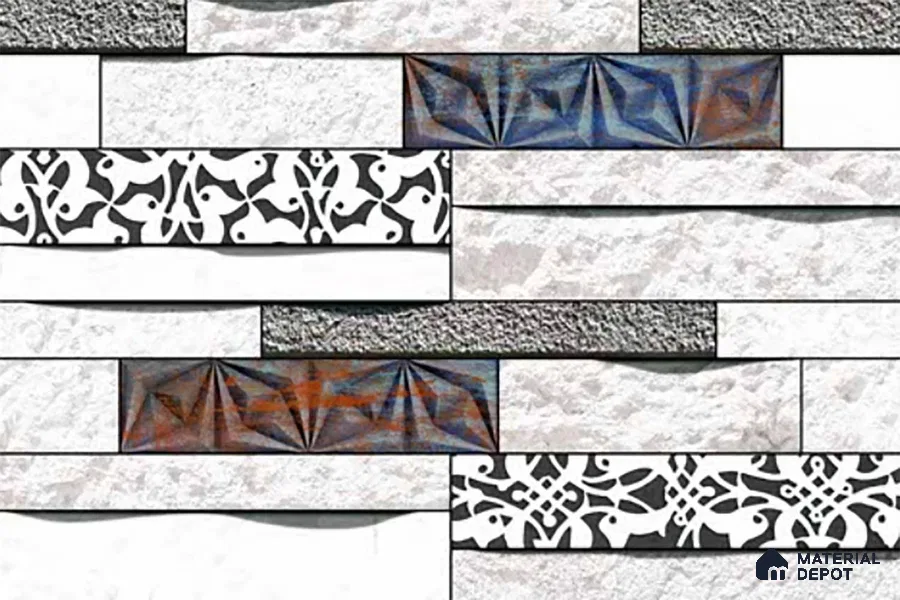 Stone Look Wall Tile TL 09493 | Matte Finish 18 x 12 inch Ceramic Tile - 7 mm | Suitable For Kitchen, Bathroom, Bedroom & Office