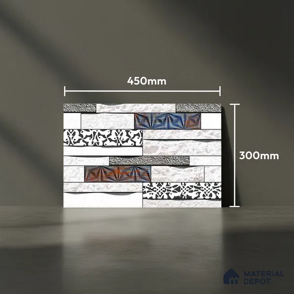 Stone Look Wall Tile TL 09493 | Matte Finish 18 x 12 inch Ceramic Tile - 7 mm | Suitable For Kitchen, Bathroom, Bedroom & Office