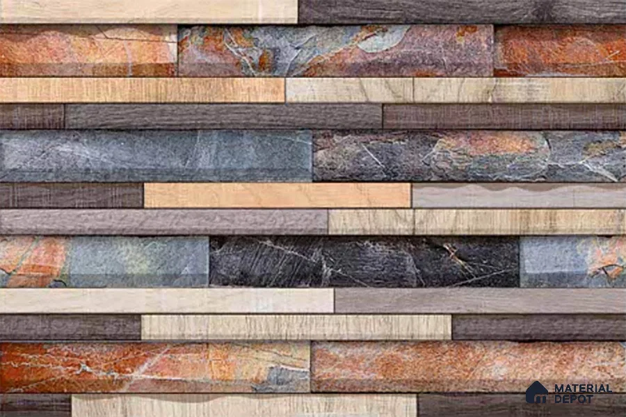 Stacked Stone Look Wall Tile TL 09504 | Matte Finish 18 x 12 inch Ceramic Tile - 7 mm | Suitable For Kitchen, Bathroom, Bedroom & Office