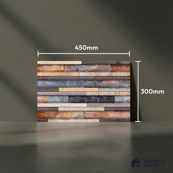 Stacked Stone Look Wall Tile TL 09504 | Matte Finish 18 x 12 inch Ceramic Tile - 7 mm | Suitable For Kitchen, Bathroom, Bedroom & Office
