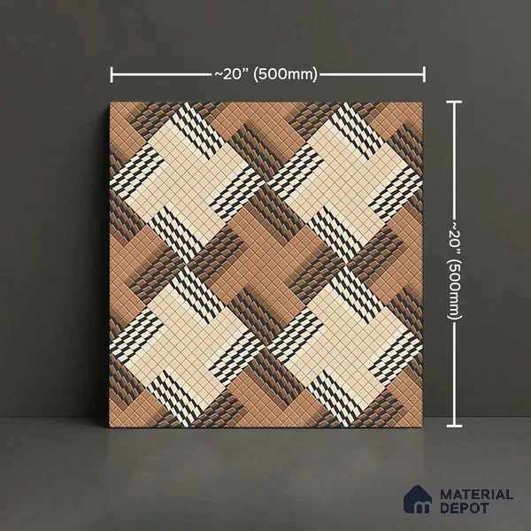 Patterned Floor Tile TL 09418 B | Matte Finish 20 x 20 inch Vitrified Tile - 12 mm | Suitable For Parking, Courtyard, Corridor | Pattern Alignment May Vary | 2-3 mm Spacer is Mandatory
