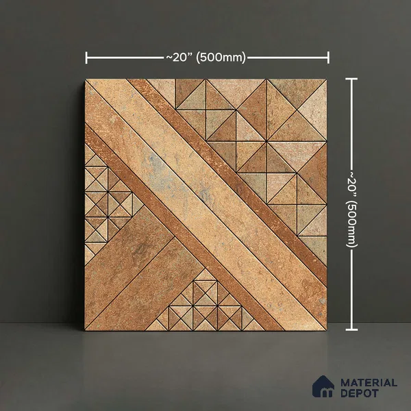 Patterned Look Floor Tile TL 09425 B | Matte Finish 20 x 20 inch Vitrified Tile - 12 mm | Suitable For Kitchen, Bathroom, Bedroom & Office | Pattern Alignment May Vary | 2-3 mm Spacer is Mandatory