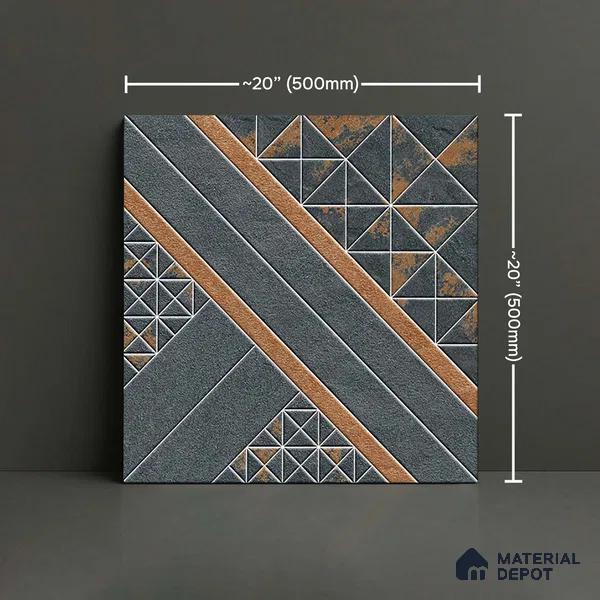 Patterned Look Floor Tile TL 09425 | Matte Finish 20 x 20 inch Vitrified Tile - 12 mm | Suitable For Kitchen, Bathroom, Bedroom & Office | Pattern Alignment May Vary | 2-3 mm Spacer is Mandatory