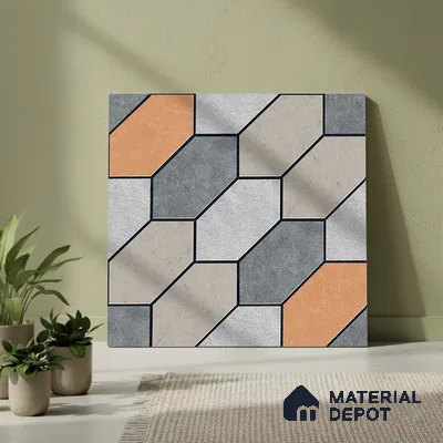Patterned Floor Tile TL 09424 | Matte Finish 20 x 20 inch Vitrified Tile - 12 mm | Suitable For Parking, Courtyard, Corridor | Pattern Alignment May Vary | 2-3 mm Spacer is Mandatory