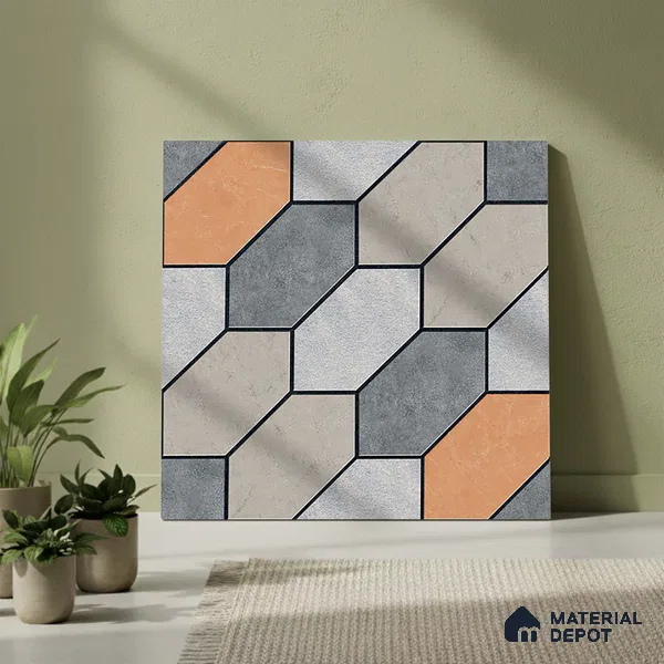 Patterned Floor Tile TL 09424 | Matte Finish 20 x 20 inch Vitrified Tile - 12 mm | Suitable For Parking, Courtyard, Corridor | Pattern Alignment May Vary | 2-3 mm Spacer is Mandatory