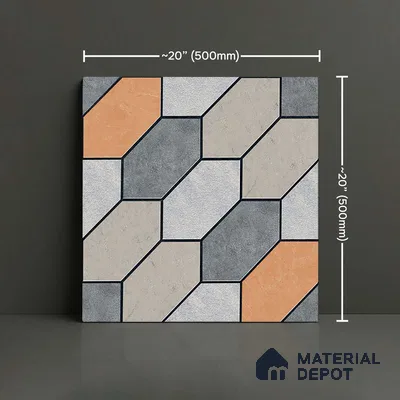 Patterned Floor Tile TL 09424 | Matte Finish 20 x 20 inch Vitrified Tile - 12 mm | Suitable For Parking, Courtyard, Corridor | Pattern Alignment May Vary | 2-3 mm Spacer is Mandatory