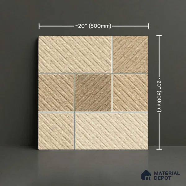 Stone Look Floor Tile TL 09426 B | Matte Finish 20 x 20 inch Vitrified Tile - 12 mm | Suitable For Kitchen, Bathroom, Bedroom & Office | Pattern Alignment May Vary | 2-3 mm Spacer is Mandatory (Sample)