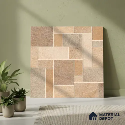 Stone Look Floor Tile TL 09420 B | Matte Finish 20 x 20 inch Vitrified Tile - 12 mm | Suitable For Kitchen, Bathroom, Bedroom & Office | Pattern Alignment May Vary | 2-3 mm Spacer is Mandatory