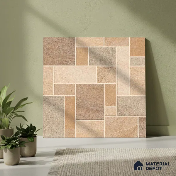 Stone Look Floor Tile TL 09420 B | Matte Finish 20 x 20 inch Vitrified Tile - 12 mm | Suitable For Kitchen, Bathroom, Bedroom & Office | Pattern Alignment May Vary | 2-3 mm Spacer is Mandatory