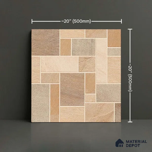 Stone Look Floor Tile TL 09420 B | Matte Finish 20 x 20 inch Vitrified Tile - 12 mm | Suitable For Kitchen, Bathroom, Bedroom & Office | Pattern Alignment May Vary | 2-3 mm Spacer is Mandatory