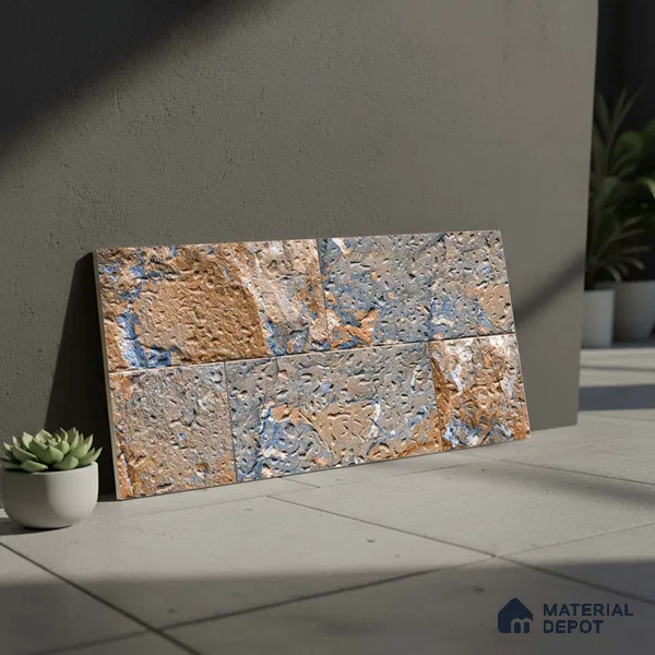 Stone Look Wall Tile TL 09436 | Matte Finish 2 ft x 1 ft Ceramic Tile - 9 mm | Suitable For Modern Facades, Outdoor Cladding, Feature Wall