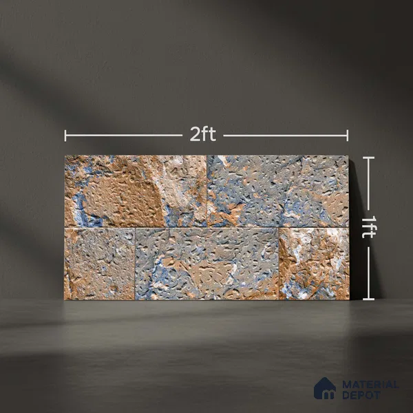 Stone Look Wall Tile TL 09436 | Matte Finish 2 ft x 1 ft Ceramic Tile - 9 mm | Suitable For Modern Facades, Outdoor Cladding, Feature Wall