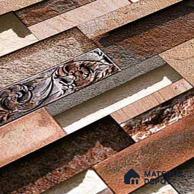 Stacked Stone Look Wall Tile TL 09429 | Matte Finish 2 ft x 1 ft Ceramic Tile - 9 mm | Suitable For Modern Facades, Outdoor Cladding, Feature Wall