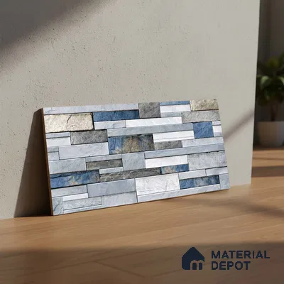 Stacked Stone Look Wall Tile TL 09434 | Matte Finish 2 ft x 1 ft Ceramic Tile - 9 mm | Suitable For Modern Facades, Outdoor Cladding, Feature Wall